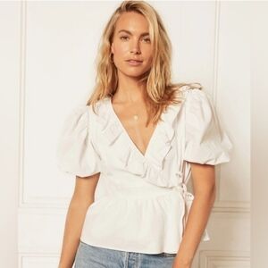 Boyish By Her Romeo Puff Sleeve Wrap Blouse